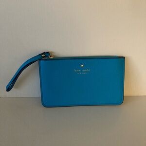 Kate Spade Leather Blue Zip Top Wristlet Lightweight